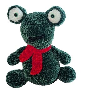 Froggy the frog very sweet soft made with chenil yarn, hand crochet amigurimi
